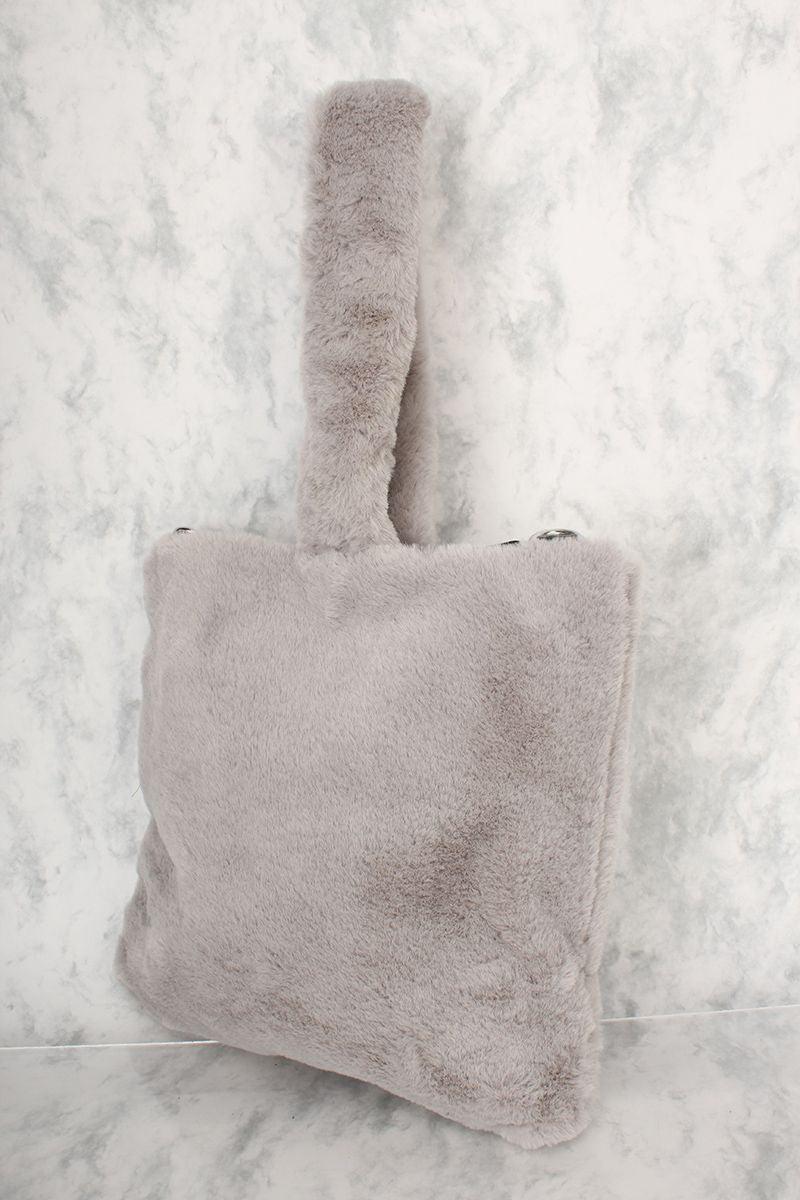 Sexy Grijze Nepbont Mini Tote Bag
