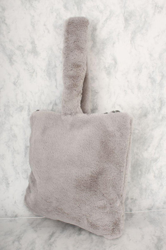 Sexy Grijze Nepbont Mini Tote Bag