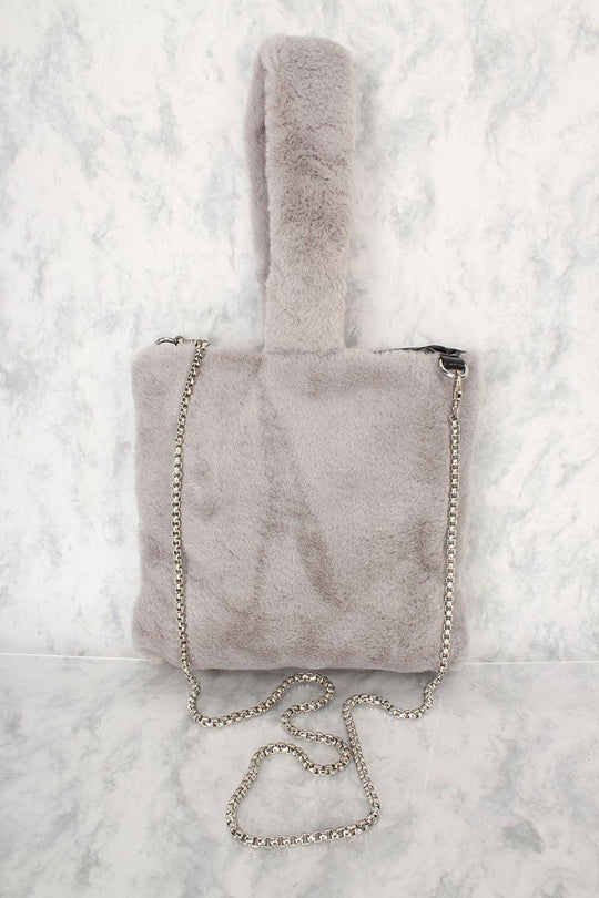 Sexy Grijze Nepbont Mini Tote Bag