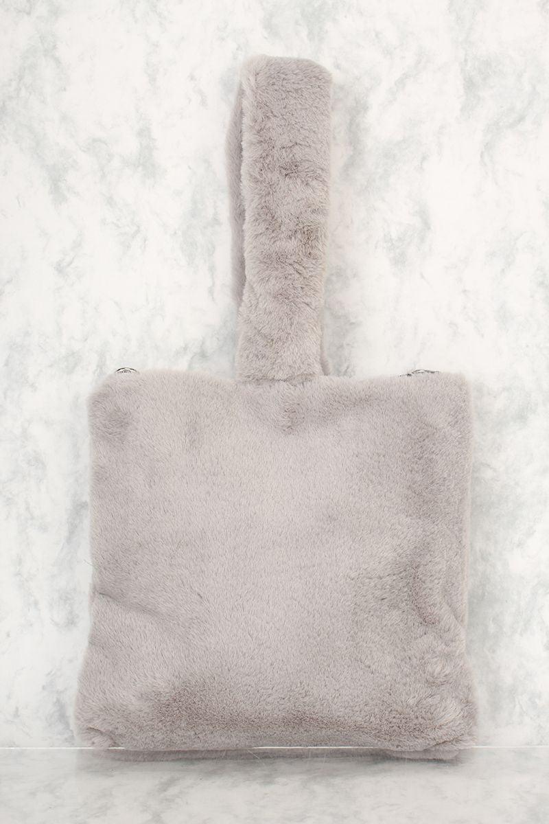 Sexy Grijze Nepbont Mini Tote Bag
