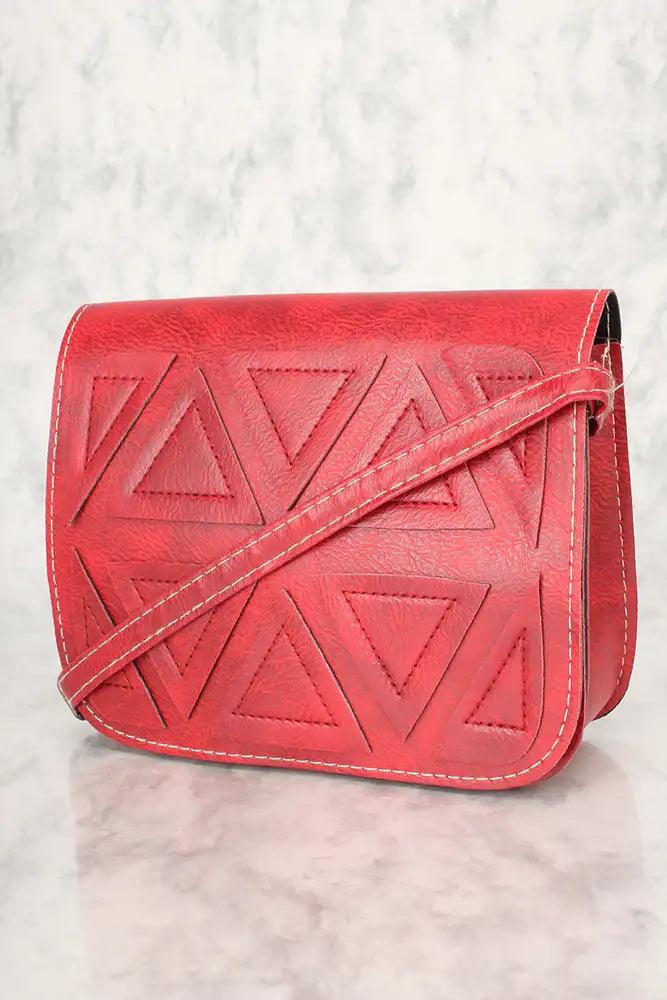Sexy Rode Geometrische Faux Leren Mini Schouderhandtas