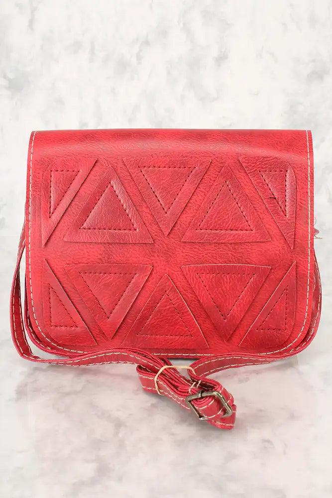 Sexy Rode Geometrische Faux Leren Mini Schouderhandtas