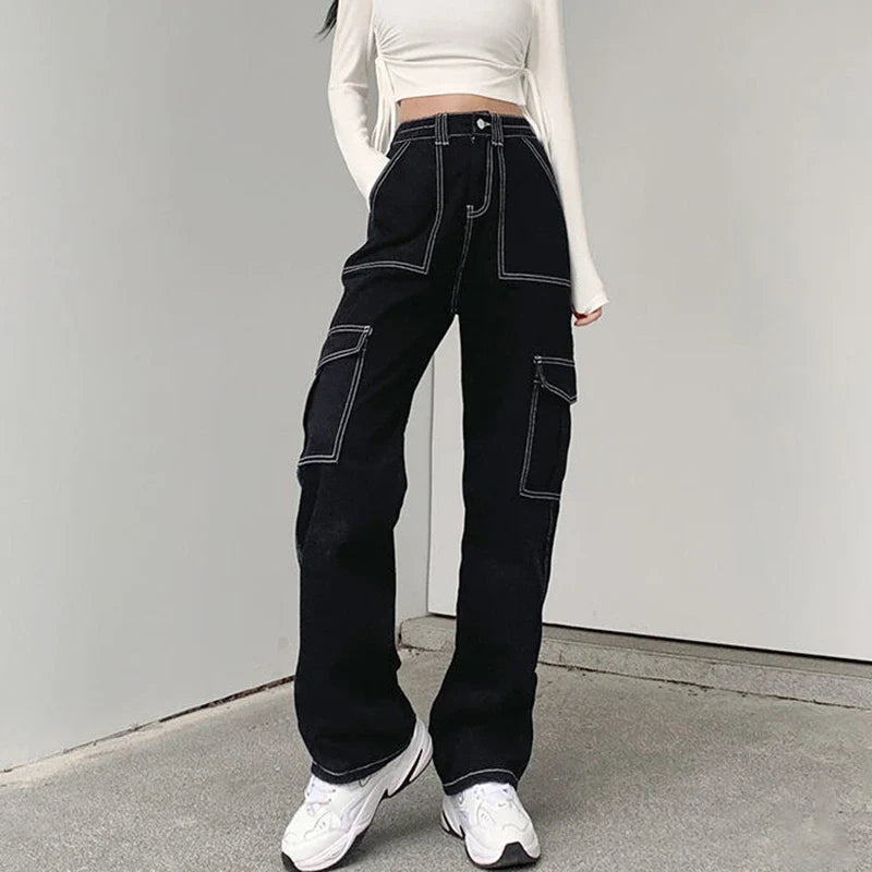Dames Jeans Utility met Contrasterende Stiksels