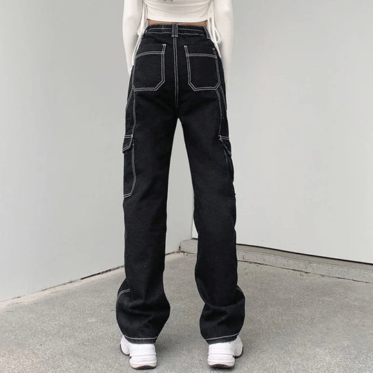 Dames Jeans Utility met Contrasterende Stiksels