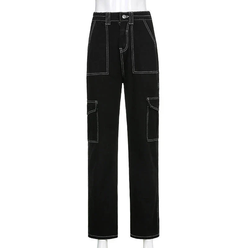 Dames Jeans Utility met Contrasterende Stiksels