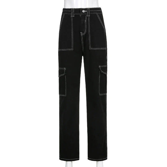 Dames Jeans Utility met Contrasterende Stiksels