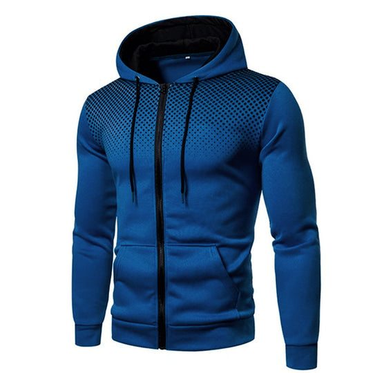 Heren Sportieve Zip-Up Hoodie met Gradiënt Puntprint en Koordkap