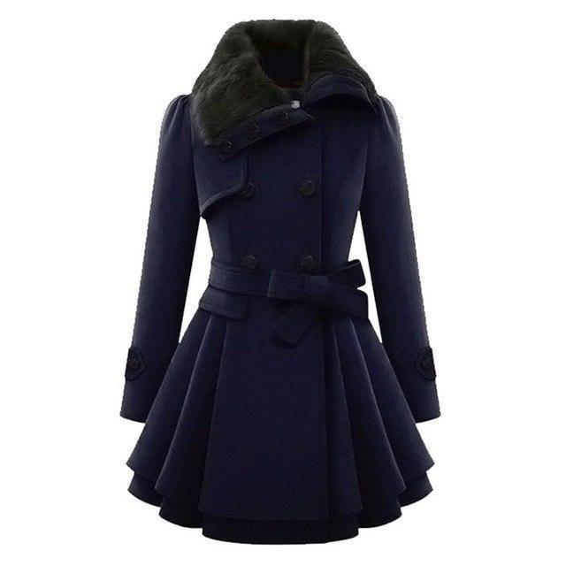 Vrouwen Gothic Zwarte Jas | Lange Winterstijl | Elegante Dames Overjas