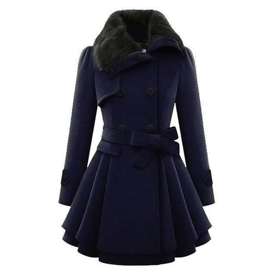 Vrouwen Gothic Zwarte Jas | Lange Winterstijl | Elegante Dames Overjas