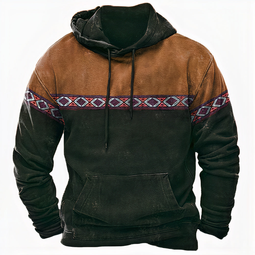 Heren Vintage-geïnspireerde Hoodie met Etnische Patronen