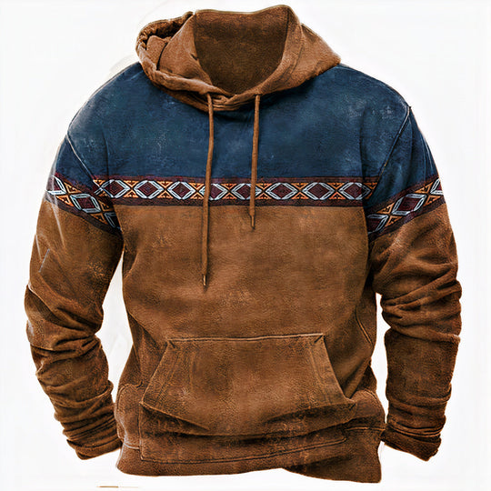 Heren Vintage-geïnspireerde Hoodie met Etnische Patronen