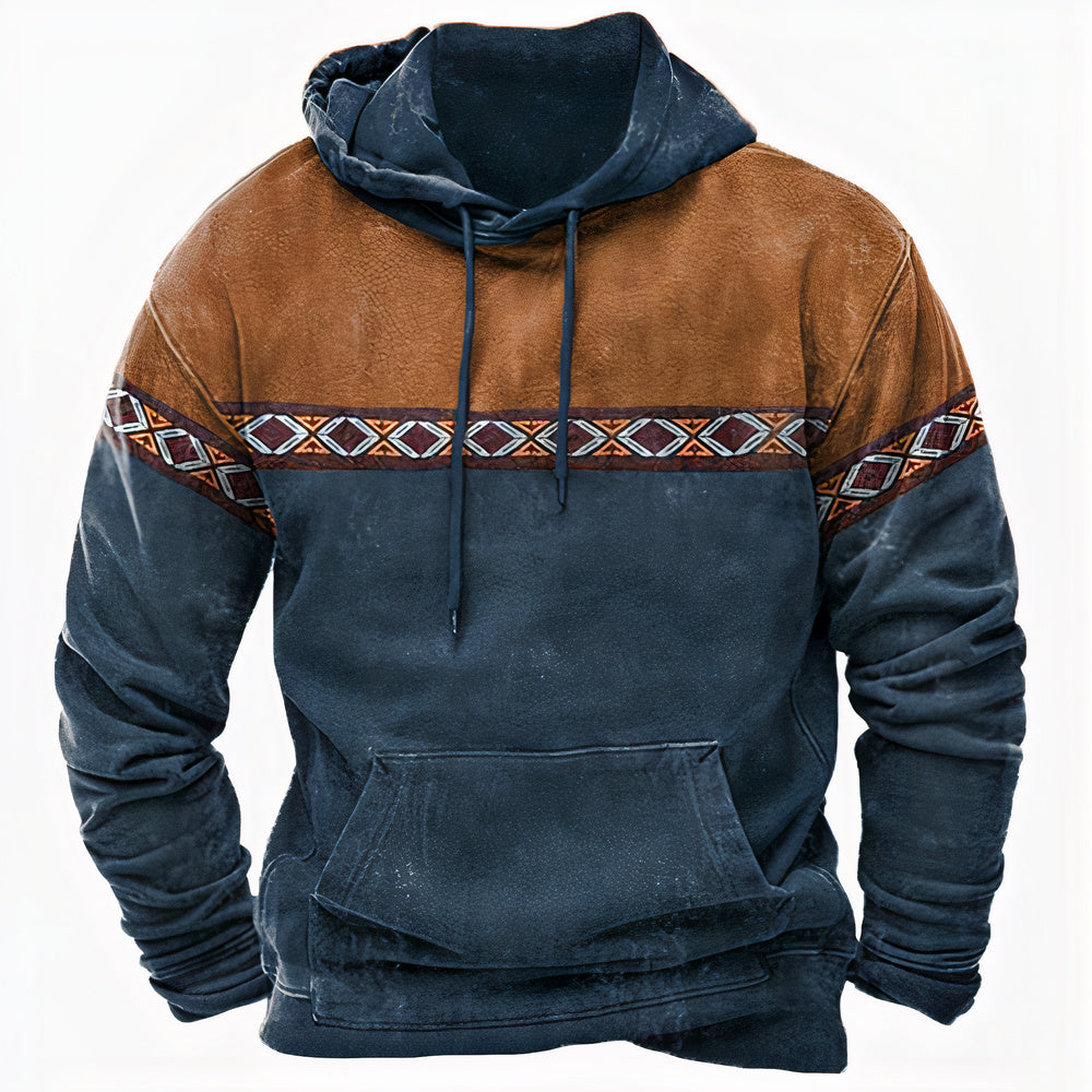 Heren Vintage-geïnspireerde Hoodie met Etnische Patronen
