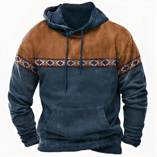 Heren Vintage-geïnspireerde Hoodie met Etnische Patronen