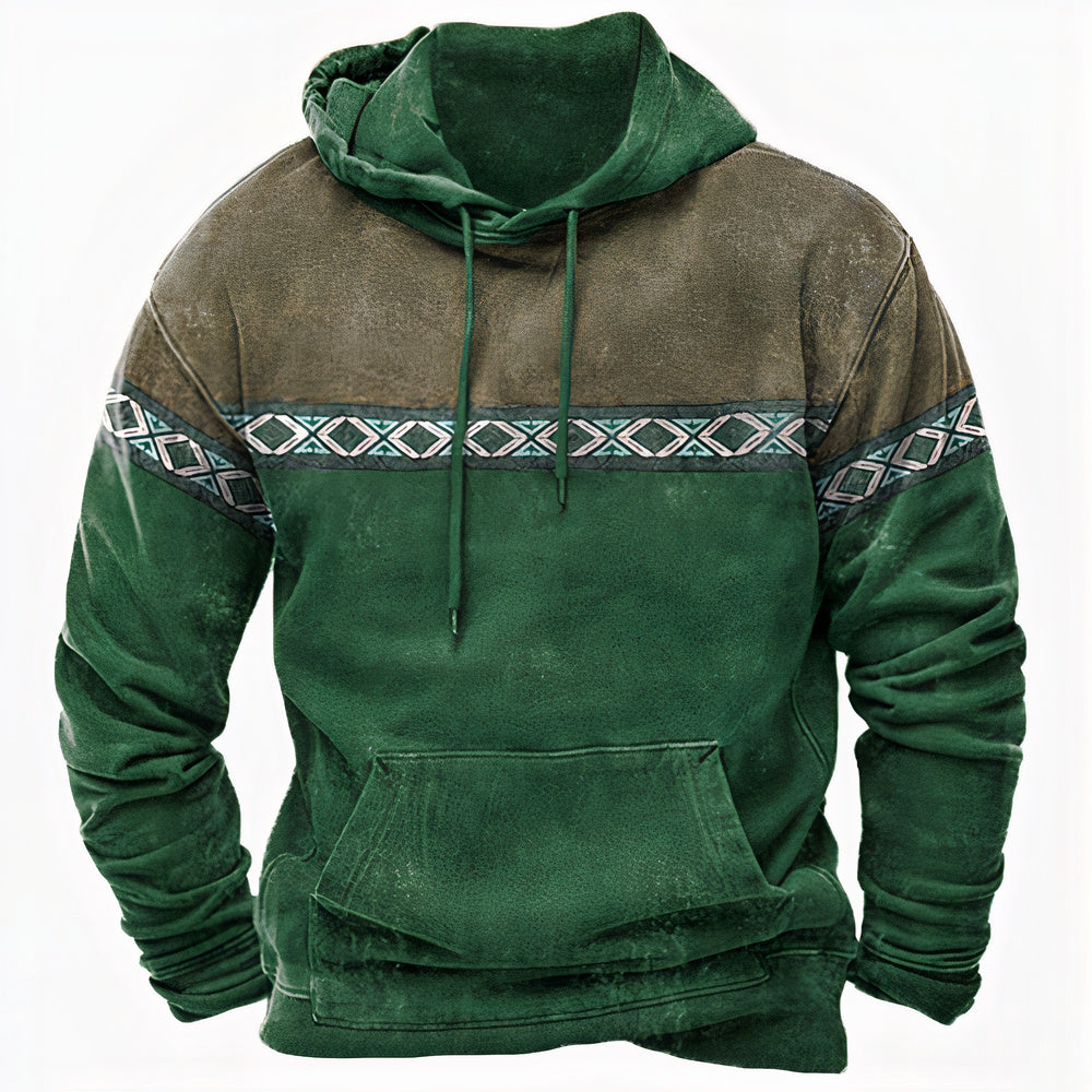 Heren Vintage-geïnspireerde Hoodie met Etnische Patronen