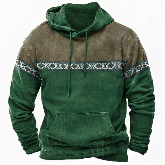 Heren Vintage-geïnspireerde Hoodie met Etnische Patronen