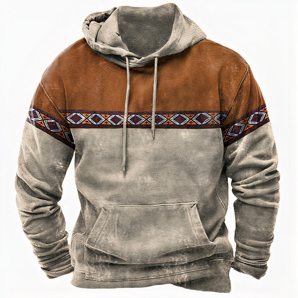 Heren Vintage-geïnspireerde Hoodie met Etnische Patronen
