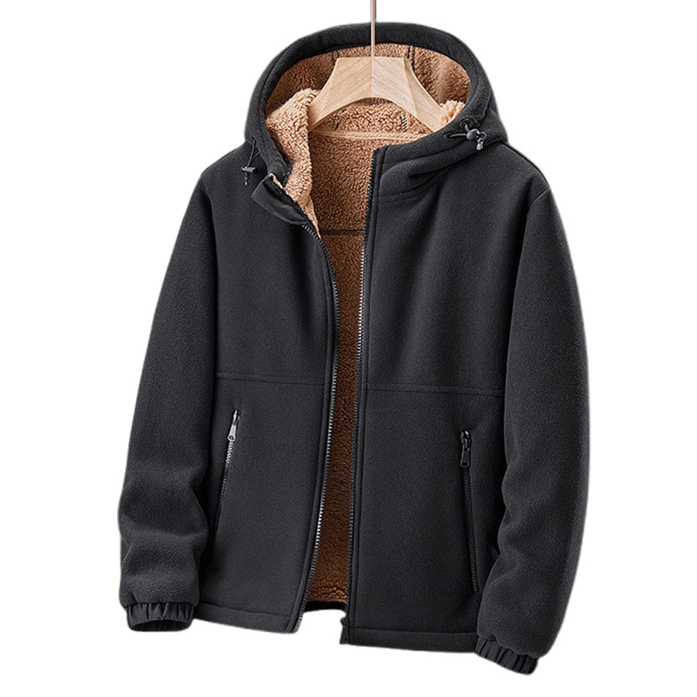 Heren Fleece Winterjas | Met Capuchon & Ritssluitingen | Lichtgewicht en Warm
