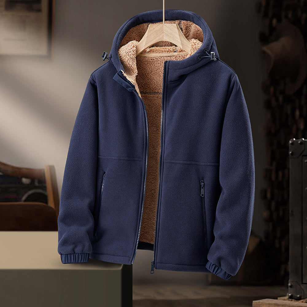 Heren Fleece Winterjas | Met Capuchon & Ritssluitingen | Lichtgewicht en Warm