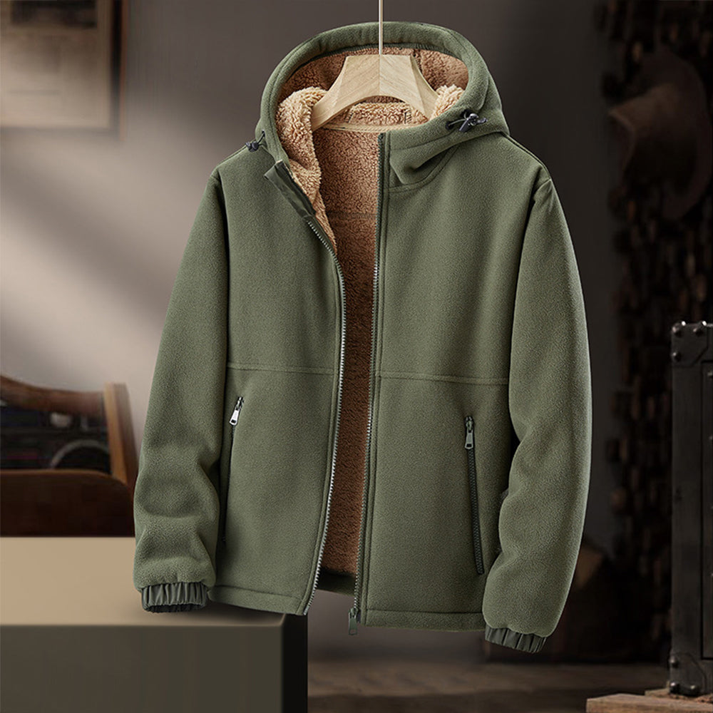 Heren Fleece Winterjas | Met Capuchon & Ritssluitingen | Lichtgewicht en Warm