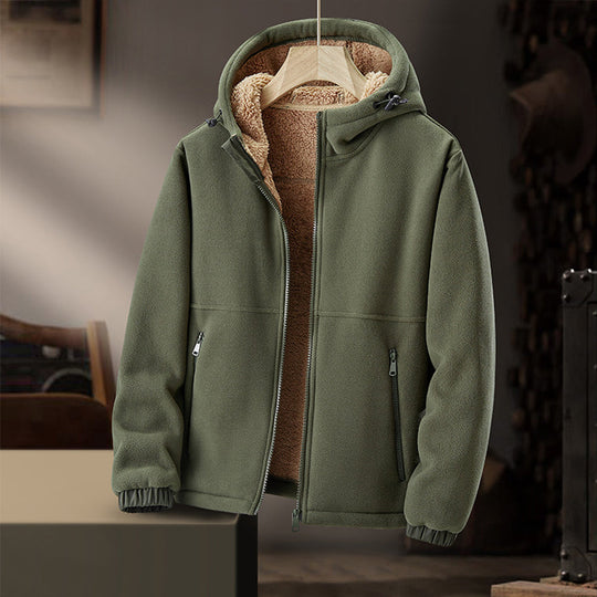 Heren Fleece Winterjas | Met Capuchon & Ritssluitingen | Lichtgewicht en Warm