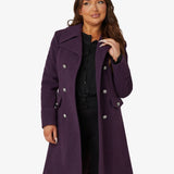 Dames Wollen Mix Dubbel Breasted Midi Jas | Elegante Mantel met Militaire Details | Gemaakt in Engeland