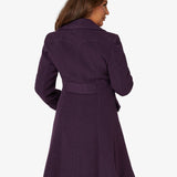 Dames Wollen Mix Dubbel Breasted Midi Jas | Elegante Mantel met Militaire Details | Gemaakt in Engeland