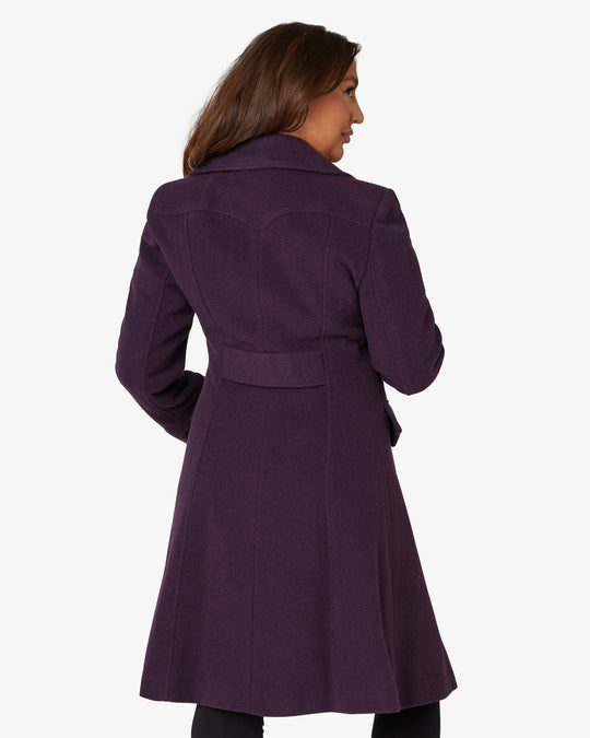 Dames Wollen Mix Dubbel Breasted Midi Jas | Elegante Mantel met Militaire Details | Gemaakt in Engeland