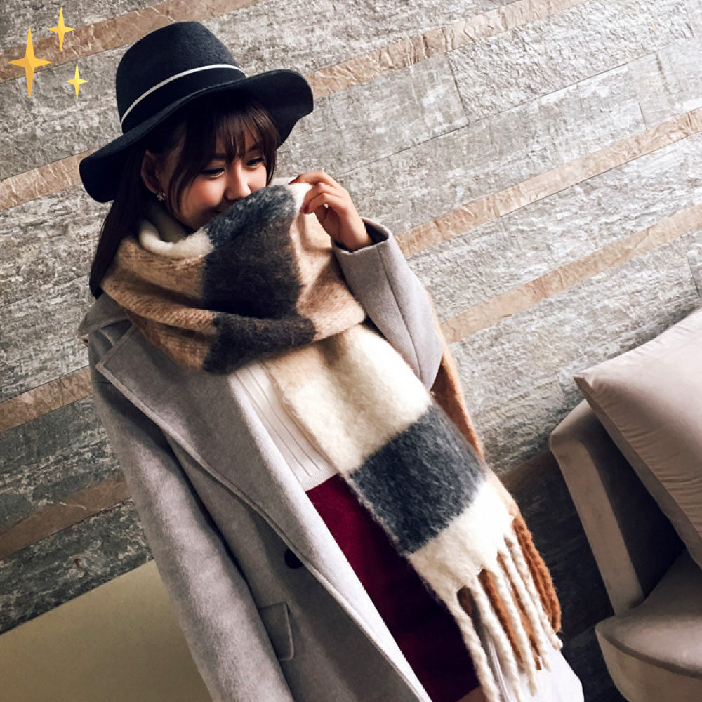 Geruite Sjaal met Franje voor Vrouwen | Ideaal voor het Koude Seizoen