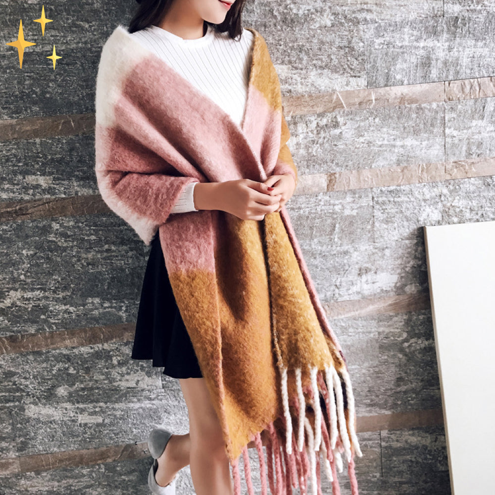 Geruite Sjaal met Franje voor Vrouwen | Ideaal voor het Koude Seizoen