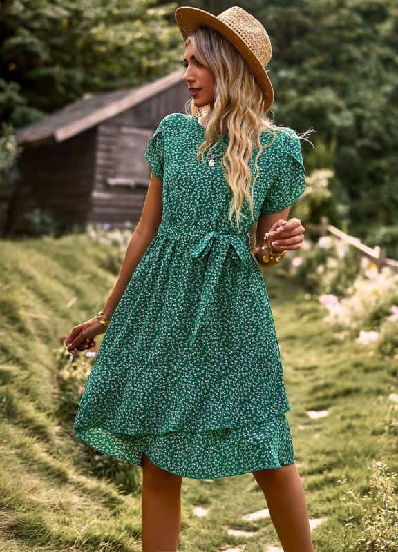 Elegante zomerjurk voor dames met tailleband